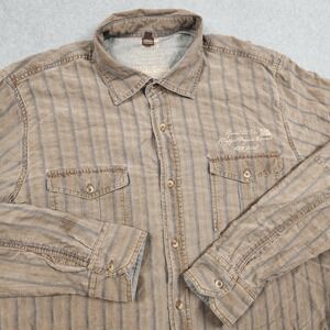 NAPAPIJRI Shirt‎ Mens XXL Tan Long Sleeve Button Up Patch Hiking Outdoors